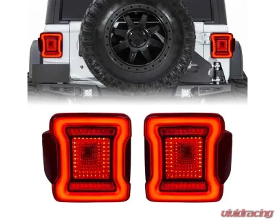 American Modified Tunnel Tail Lights w/Red Lens Jeep Wrangler JK | JKU 2007-2018 - AMJPAC03314