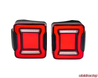 American Modified Tunnel Tail Lights w/Red Lens Jeep Wrangler JK | JKU 2007-2018 - AMJPAC03314