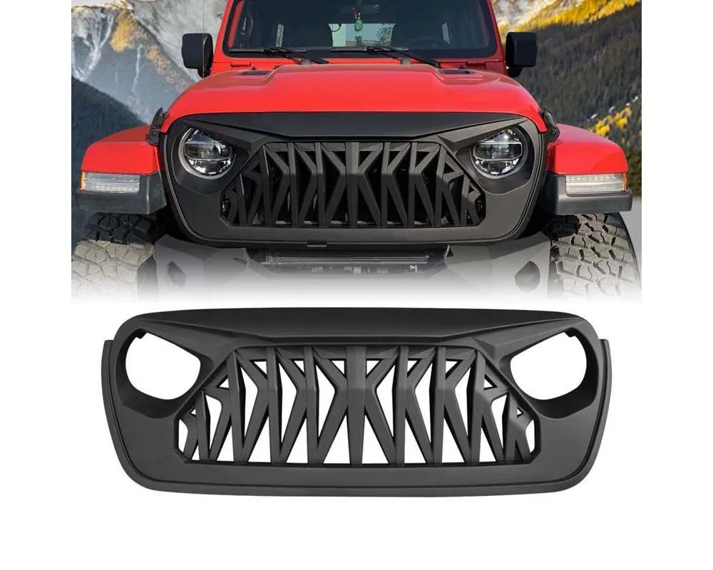 American Modified Shark Grille Matte Black Jeep Wrangler JL | Gladiator JT w/o TrailCam 2018-2024 - AMJPCA00101