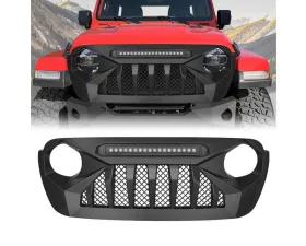 American Modified Demon Grille With LED Off-Road Lights Jeep Wrangler JL | Gladiator JT w/o TrailCam 2018-2024