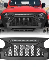 American Modified Demon Grille With LED Off-Road Lights Jeep Wrangler JL | Gladiator JT w/o TrailCam 2018-2024                                     - AMJPCA00102 - Image 6