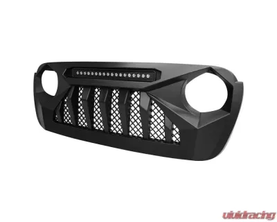 American Modified Demon Grille With LED Off-Road Lights Jeep Wrangler JL | Gladiator JT w/o TrailCam 2018-2024 - AMJPCA00102
