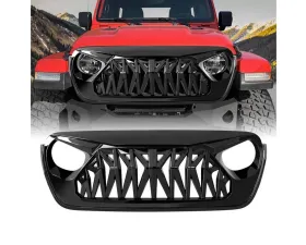 American Modified Shark Grille Glossy Black Jeep Wrangler JL | Gladiator JT w/o TrailCam 2018-2024