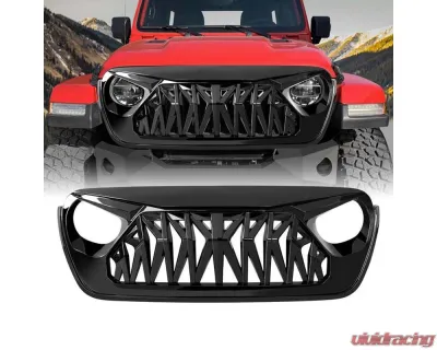 American Modified Shark Grille Glossy Black Jeep Wrangler JL | Gladiator JT w/o TrailCam 2018-2024 - AMJPCA00104