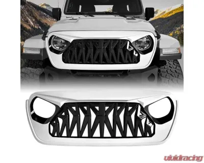 American Modified Shark Grille White/Black Jeep Wrangler JL | Gladiator JT w/o TrailCam 2018-2024 - AMJPCA00105
