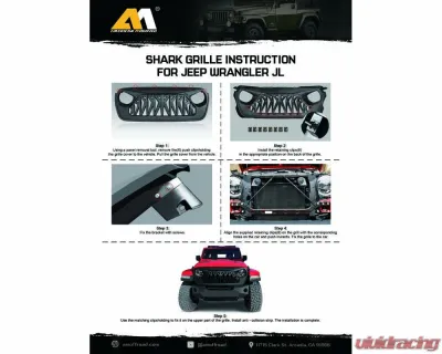 American Modified Shark Grille White/Black Jeep Wrangler JL | Gladiator JT w/o TrailCam 2018-2024 - AMJPCA00105
