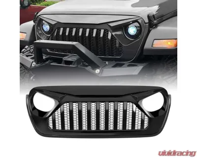 American Modified Vader Grille With Mesh Glossy Black Jeep Wrangler JL | Gladiator JT w/o TrailCam 2018-2024 - AMJPCA00106