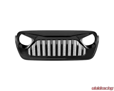 American Modified Vader Grille With Mesh Glossy Black Jeep Wrangler JL | Gladiator JT w/o TrailCam 2018-2024 - AMJPCA00106