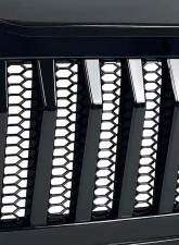 American Modified Vader Grille With Mesh Glossy Black Jeep Wrangler JL | Gladiator JT w/o TrailCam 2018-2024                                     - AMJPCA00106 - Image 4