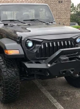 American Modified Vader Grille With Mesh Glossy Black Jeep Wrangler JL | Gladiator JT w/o TrailCam 2018-2024                                     - AMJPCA00106 - Image 6