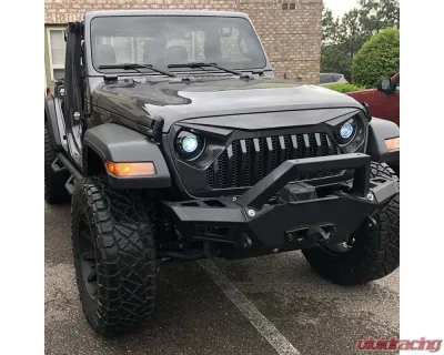 American Modified Vader Grille With Mesh Glossy Black Jeep Wrangler JL | Gladiator JT w/o TrailCam 2018-2024 - AMJPCA00106