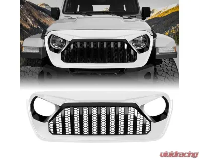 American Modified Vader Grille With Mesh Black/White Jeep Wrangler JL | Gladiator JT w/o TrailCam 2018-2024 - AMJPCA00107