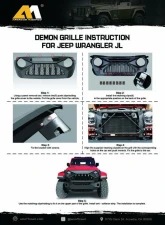 American Modified Demon Grille Matte Black Jeep Wrangler JL | Gladiator JT w/o TrailCam 2018-2024                                     - AMJPCA00109 - Image 6