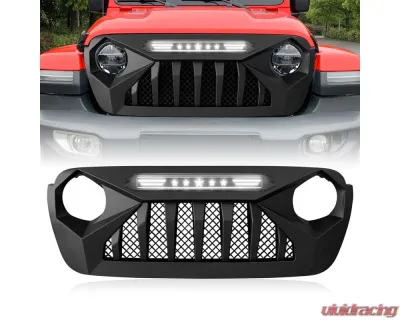 American Modified Demon Grille With White 5 Star Lights Bar Jeep Wrangler JL | Gladiator JT w/o TrailCam 2018-2024 - AMJPCA00111