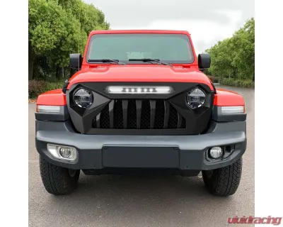 American Modified Demon Grille With White 5 Star Lights Bar Jeep Wrangler JL | Gladiator JT w/o TrailCam 2018-2024 - AMJPCA00111