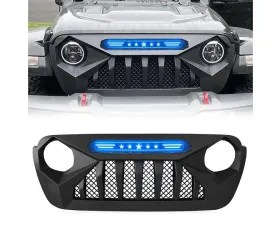 American Modified Demon Grille With Blue 5 Star Lights Bar Jeep Wrangler JL | Gladiator JT w/o TrailCam 2018-2024