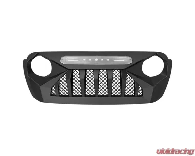 American Modified Demon Grille With Blue 5 Star Lights Bar Jeep Wrangler JL | Gladiator JT w/o TrailCam 2018-2024 - AMJPCA00112
