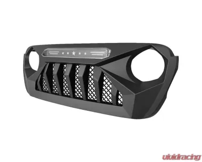 American Modified Demon Grille With Blue 5 Star Lights Bar Jeep Wrangler JL | Gladiator JT w/o TrailCam 2018-2024 - AMJPCA00112