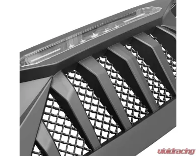 American Modified Demon Grille With Blue 5 Star Lights Bar Jeep Wrangler JL | Gladiator JT w/o TrailCam 2018-2024 - AMJPCA00112