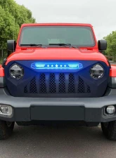 American Modified Demon Grille With Blue 5 Star Lights Bar Jeep Wrangler JL | Gladiator JT w/o TrailCam 2018-2024                                     - AMJPCA00112 - Image 7