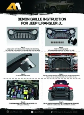 American Modified Demon Grille With Blue 5 Star Lights Bar Jeep Wrangler JL | Gladiator JT w/o TrailCam 2018-2024                                     - AMJPCA00112 - Image 8