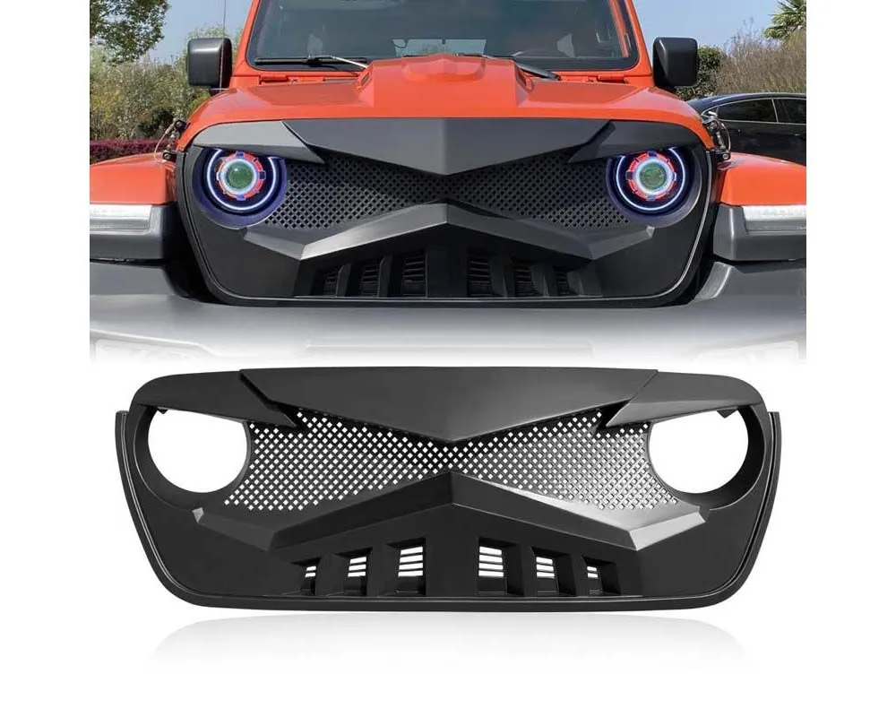 American Modified Hawke Grille Matte Black Jeep Wrangler JL | Gladiator JT w/o TrailCam 2018-2024 - AMJPCA00114