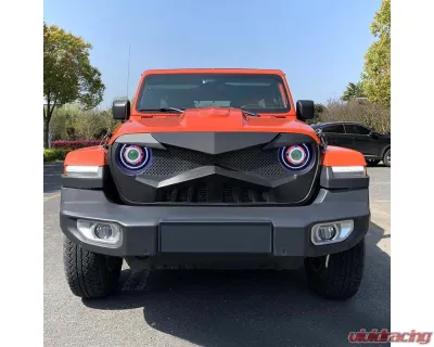 American Modified Hawke Grille Matte Black Jeep Wrangler JL | Gladiator JT w/o TrailCam 2018-2024 - AMJPCA00114