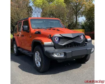 American Modified Hawke Grille Matte Black Jeep Wrangler JL | Gladiator JT w/o TrailCam 2018-2024 - AMJPCA00114