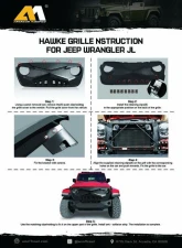American Modified Hawke Grille Matte Black Jeep Wrangler JL | Gladiator JT w/o TrailCam 2018-2024                                     - AMJPCA00114 - Image 6