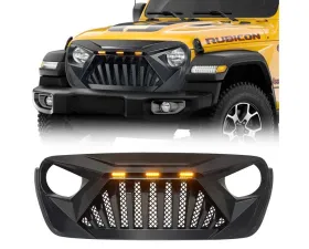 American Modified Goliath Grille With LED Amber Lights Matte Black Jeep Wrangler JL | Gladiator JT 2018-2024