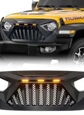 American Modified Goliath Grille With LED Amber Lights Matte Black Jeep Wrangler JL | Gladiator JT 2018-2024                                     - AMJPCA00115 - Image 7