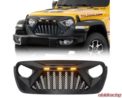 American Modified Goliath Grille With LED Amber Lights Matte Black Jeep Wrangler JL | Gladiator JT 2018-2024 - AMJPCA00115