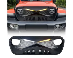 American Modified Hawke Grille With LED Eyebrow Matte Black Jeep Wrangler JK 2007-2018