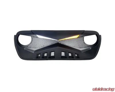 American Modified Hawke Grille With LED Eyebrow Matte Black Jeep Wrangler JK 2007-2018 - AMJPCA00118