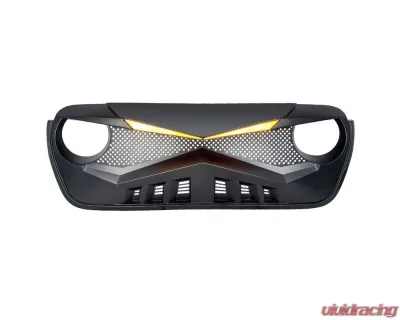 American Modified Hawke Grille With LED Eyebrow Matte Black Jeep Wrangler JK 2007-2018 - AMJPCA00118