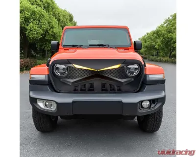 American Modified Hawke Grille With LED Eyebrow Matte Black Jeep Wrangler JK 2007-2018 - AMJPCA00118
