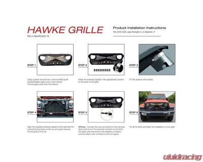 American Modified Hawke Grille With LED Eyebrow Matte Black Jeep Wrangler JK 2007-2018 - AMJPCA00118