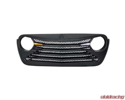 American Modified Tomahawke Grille With LED Eyebrow Light-Matte Black Jeep Wrangler JL | Gladiator JT w/o TrailCam 2018-2024 - AMJPCA00119
