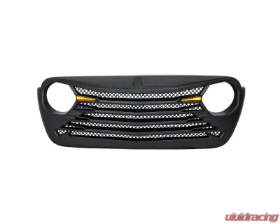 American Modified Tomahawke Grille With LED Eyebrow Light-Matte Black Jeep Wrangler JL | Gladiator JT w/o TrailCam 2018-2024 - AMJPCA00119