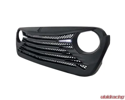 American Modified Tomahawke Grille With LED Eyebrow Light-Matte Black Jeep Wrangler JL | Gladiator JT w/o TrailCam 2018-2024 - AMJPCA00119