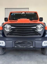 American Modified Tomahawke Grille With LED Eyebrow Light-Matte Black Jeep Wrangler JL | Gladiator JT w/o TrailCam 2018-2024                                     - AMJPCA00119 - Image 9