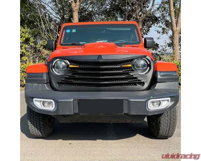 American Modified Tomahawke Grille With LED Eyebrow Light-Matte Black Jeep Wrangler JL | Gladiator JT w/o TrailCam 2018-2024 - AMJPCA00119