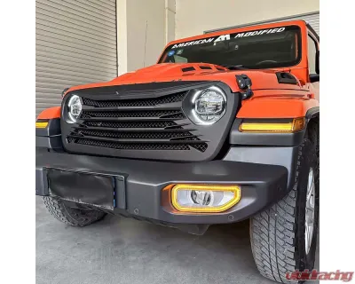 American Modified Tomahawke Grille Matte Black Jeep Wrangler JL | Gladiator JT w/o TrailCam 2018-2024 - AMJPCA00120