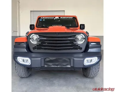American Modified Tomahawke Grille Matte Black Jeep Wrangler JL | Gladiator JT w/o TrailCam 2018-2024 - AMJPCA00120