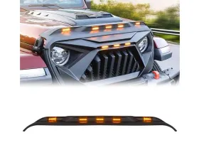 American Modified Front Hood Protector Stone Guard w/Amber LED Lights Jeep Wrangler JL | Gladiator JT 2018-2024