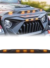 American Modified Front Hood Protector Stone Guard w/Amber LED Lights Jeep Wrangler JL | Gladiator JT 2018-2024                                     - AMJPCA00204 - Image 9