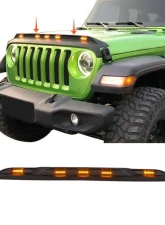 American Modified Front Hood Protector Stone Guard w/Amber LED Lights Jeep Wrangler JL | Gladiator JT 2018-2024                                     - AMJPCA00204 - Image 2
