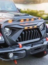 American Modified Front Hood Protector Stone Guard w/Amber LED Lights Jeep Wrangler JL | Gladiator JT 2018-2024                                     - AMJPCA00204 - Image 8