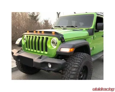 American Modified Front Hood Protector Stone Guard w/Amber LED Lights Jeep Wrangler JL | Gladiator JT 2018-2024 - AMJPCA00204