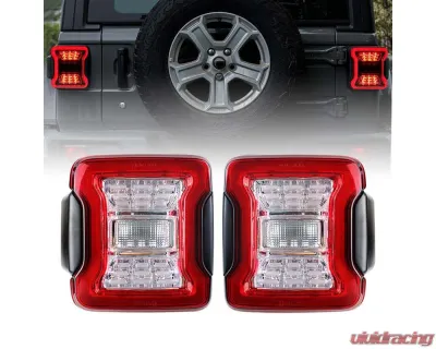 American Modified LED Tail Lights w/Clear Lens Jeep Wrangler JL 2018-2024 - AMJPCA03302